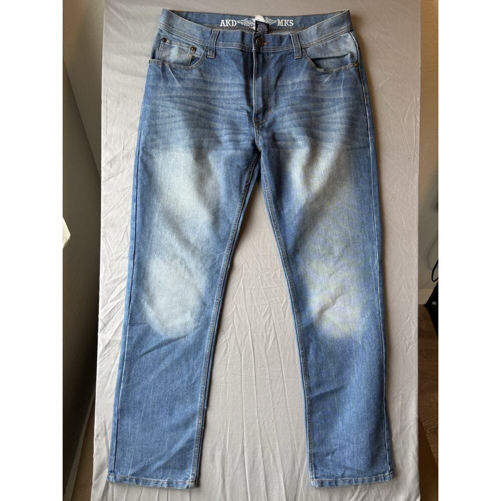 AKDMKS - Men’s Blue Straight Leg Blue Jeans - Size 36W X 34L
